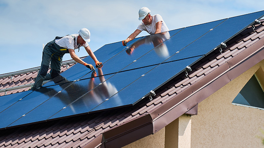 Solar panels turn sunlight into electricity