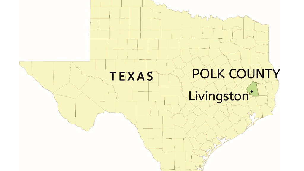 A map showing the location of Livingston, Texas